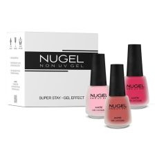 NUGEL 3 In 1 Combo 19 Quick Dry Gel Finish Nail Paint - Pink Matteness, Nail Kit, 39ml