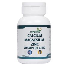 Nveda Calcium Supplement 1000mg - Vitamin D3 & B12, 60 Tablets