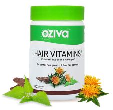 OZiva Hair Vitamins (With DHT Blocker & Omega 3) for better Hair Growth and Hairfall Control, 60 capsules