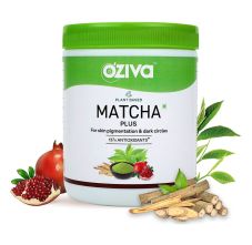 OZiva Plant Based Matcha Plus - Organic Japanese Matcha powder for Skin Pigmentation & Dark Circles, 50gm