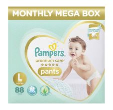 Pampers Premium Care Diaper Pants Monthly Box Pack - Large, 88 Pack