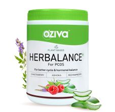 OZiva Plant Based HerBalance for PCOS with Ayurvedic Herbs for Better cycle and Hormonal Balance, 250gm