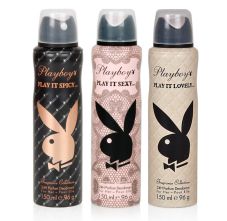 Playboy Sexy + Lovely + Spicy Deo Combo Set - Pack of 3, 450ml