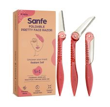 Sanfe Pretty Face Razor for pain-free facial hair removal (3 units) - upper lips, chin, peach fuzz - Stainless steel blade, comfortable, firm grip