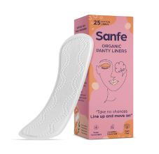 Sanfe Rash Free Panty Liners, 100% organic Cotton, 25 Units