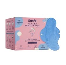 Sanfe Reusable Sanitary Pads for women - Day and Night (1+1) pads with carry pouch - Washable, Natural, Leak-proof