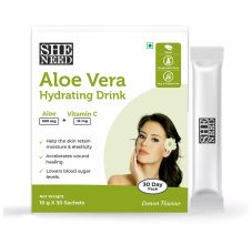 Sheneed Aloe Vera Hydrating Drink Sachets With Vit-c-improves Skin & Hair Growth, Vegan, 30x10gms