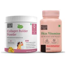 Sheneed Anti-Ageing Skin Combo - Sheneed Collagen Builder + Skin Vitamins, 300gm & 60 Capsules