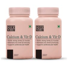 SheNeed Calcium and Vit-D Supplement-60 Capsules (Pack of 2)