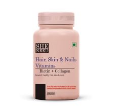 Sheneed Hair, Skin & Nails Vitamins with Biotin, Collagen, Keratin & Vit-C for Growth & Quality, 60 Capsules