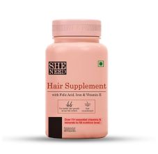 Sheneed Hair Supplement With 11+Nutrients, Vit-B9 & Vit-E, 60 Capsules