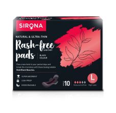Sirona Biodegradable Super Soft Black Sanitary Pads/Napkins, Large (L) Night Pads, Pack of 10