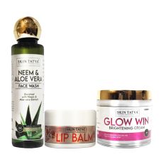 Skin Tatva Neem Aloevera Face Wash + glow Win Brightening Cream + lip Balm, kit