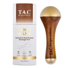 T.A.C - The Ayurveda Co. Kansa Wand Dual Purpose Massager Tool with Wooden Handle, 95gm