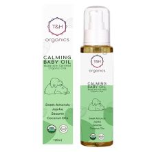 T&H Organics Calming Baby Oil With Certified Organic Oils, 120ml