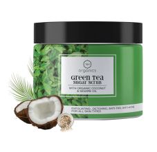 T&H Organics Green Tea Sugar Scrub With Coconut And Sesame Oil, 100gm