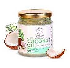 T&H Organics Virgin Cold Pressed Coconut Oil, 160ml