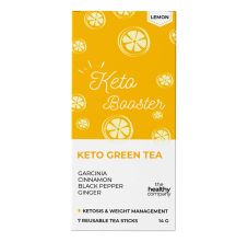 The Healthy Company Lemon - Keto Booster Green Tea, 7 Reusable Tea Sticks, 14gm