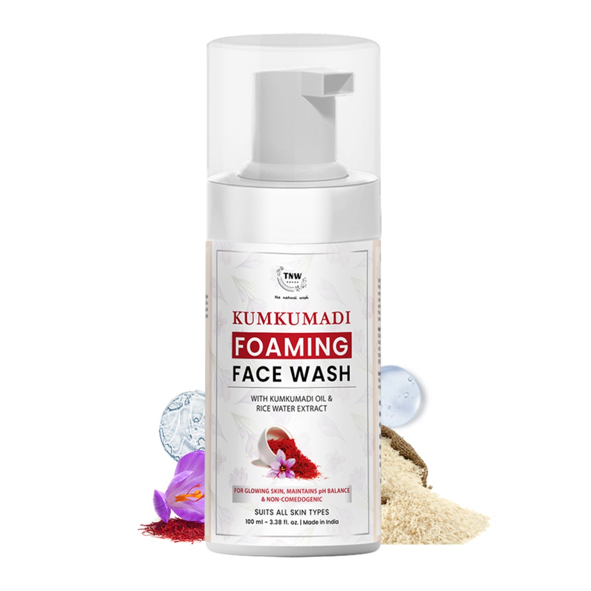 TNW - The Natural Wash Kumkumadi Foaming Face Wash For Glowing Skin, 100ml