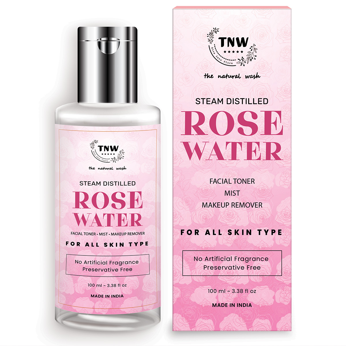 TNW - The Natural Wash Steam Distilled Rose Water For Makeup Remover