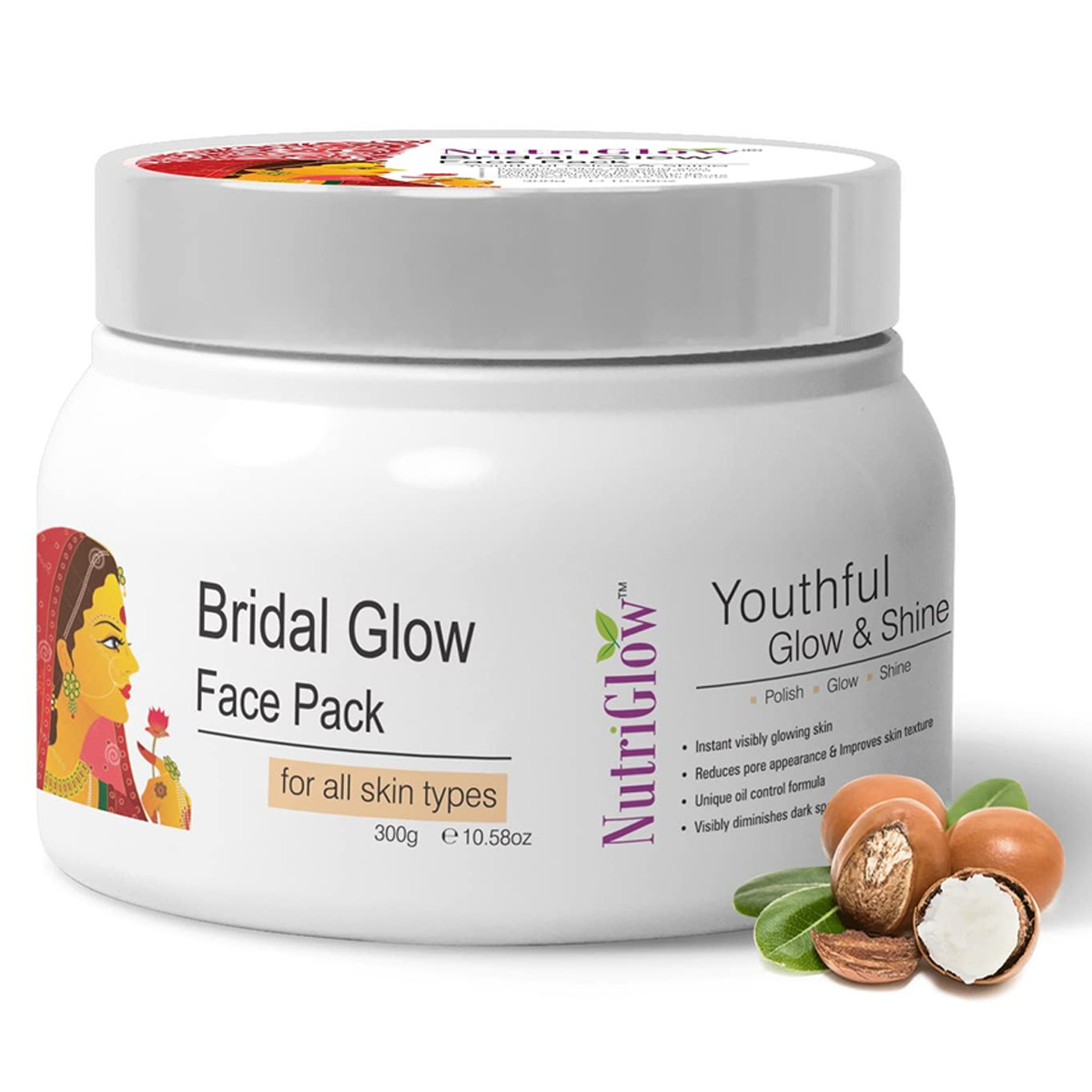 NutriGlow Bridal Glow Face Pack For Instant Brightening And Hydrating Skin, 300gm