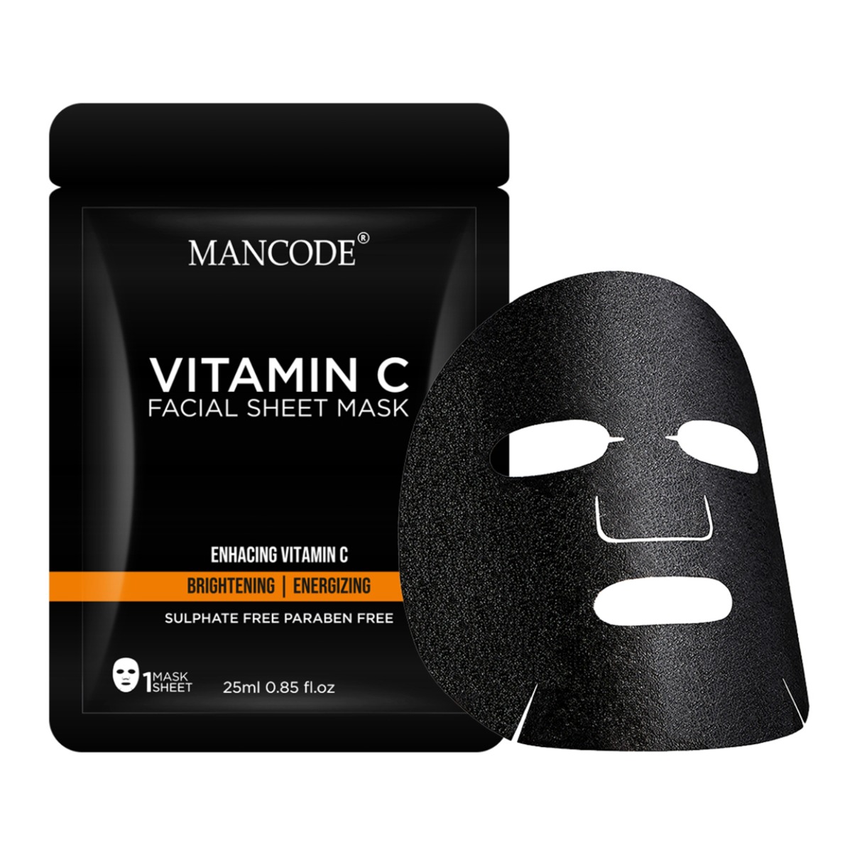 Mancode Vitamin C Brightening & Energizing Facial Sheet Mask, 25ml