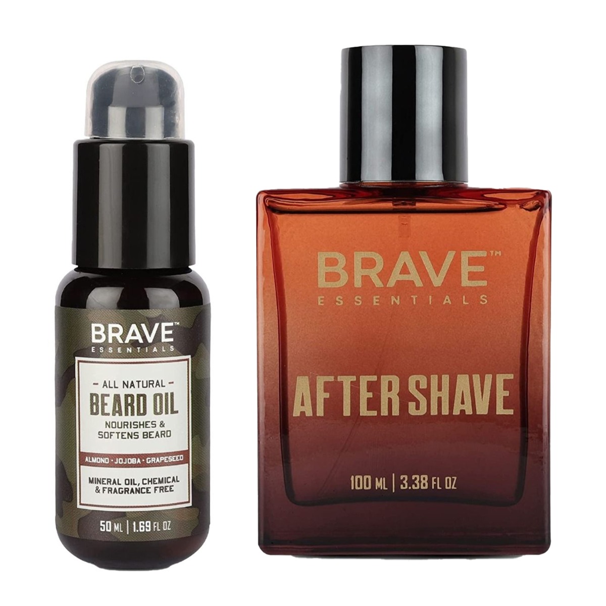 Brave Essentials All Natural Beard Oil, 50ml &  After Shave, 100ml