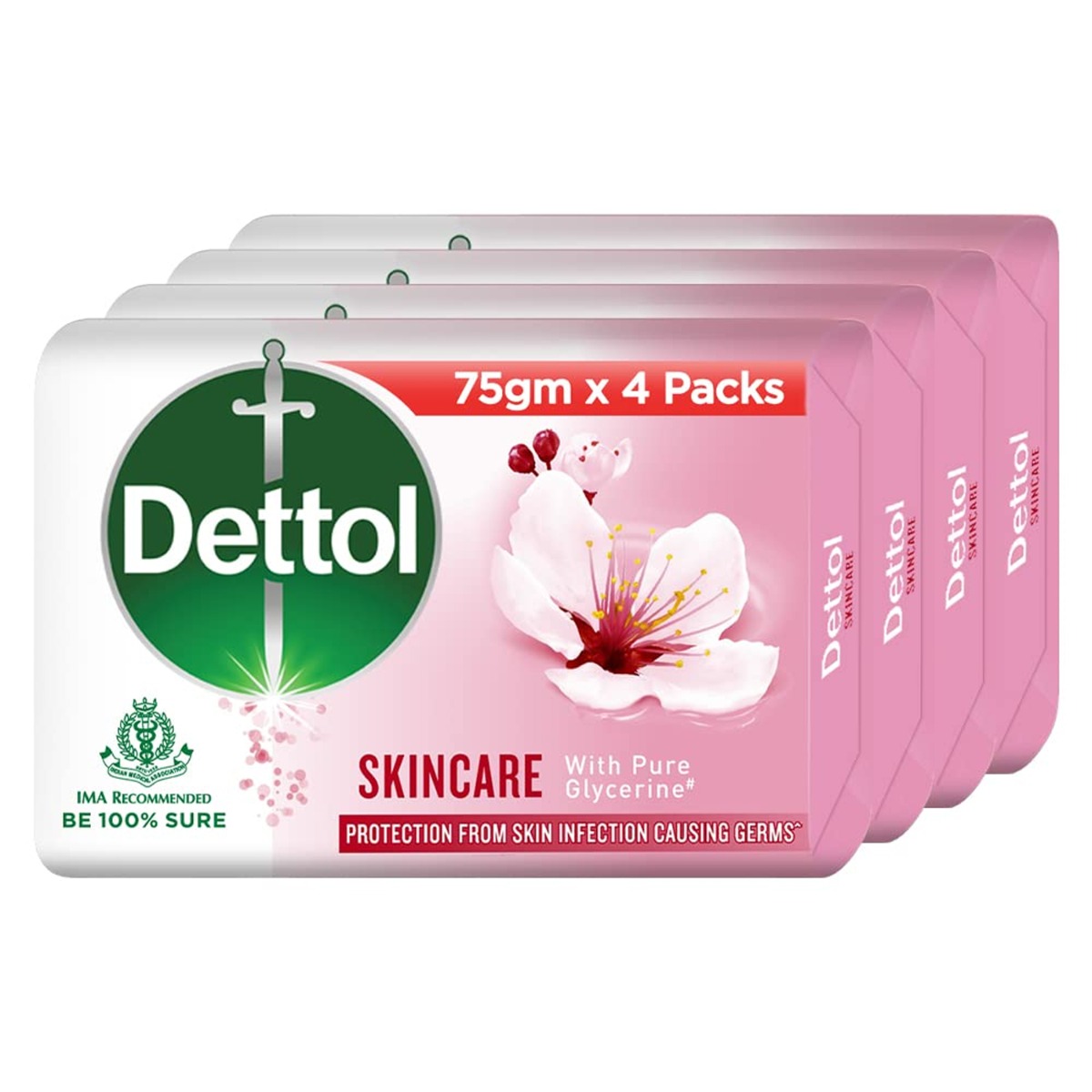 Dettol Skincare Soap - Pack of 4, 75gm
