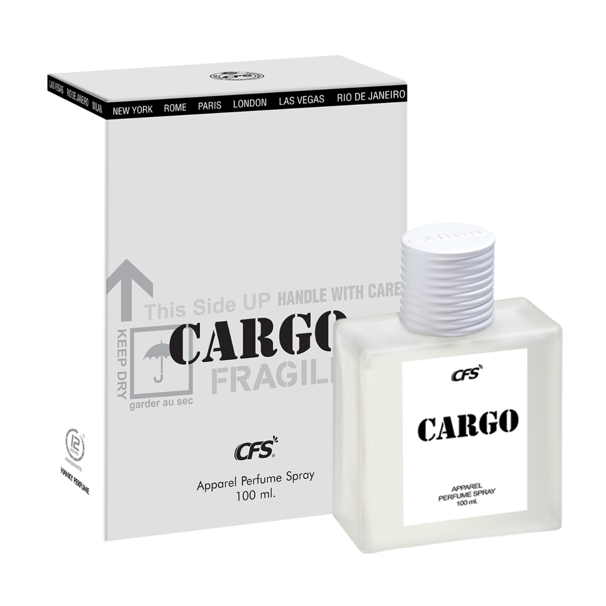 CFS Cargo White Long Lasting Apparel Perfume Spray, 100ml