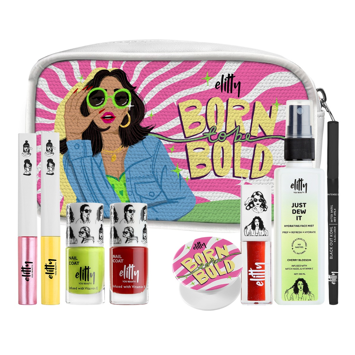 Elitty Born To Be Bold Kit - Complete Makeup Kit For Teens, Pack Of 7