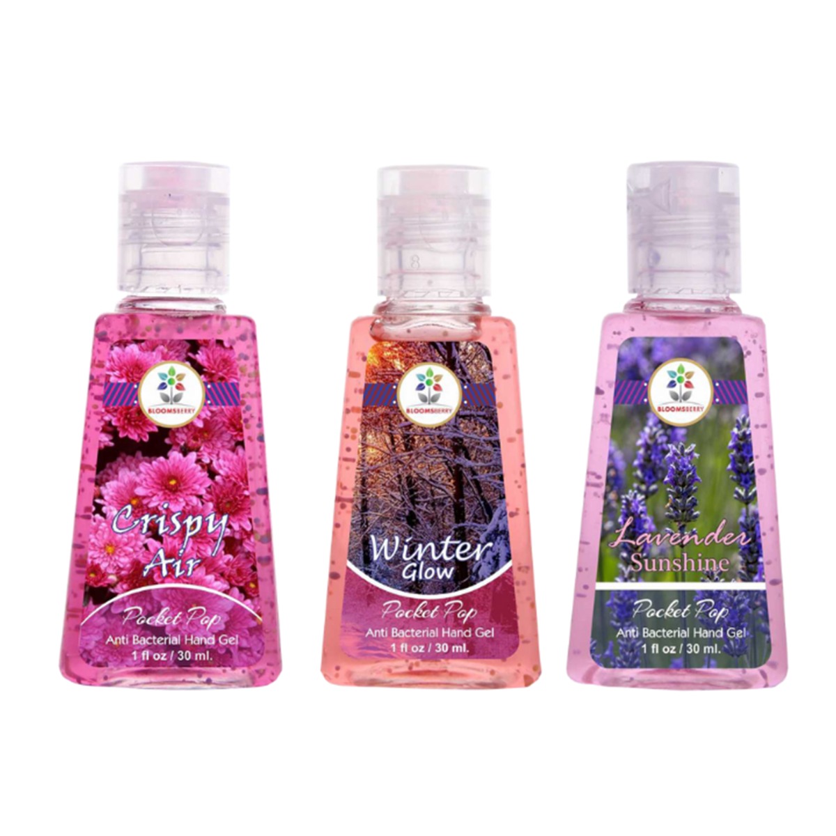 Bloomsberry Crispy Air, Winter Glow, Lavender Sunshine Hand Sanitizer- Pack Of 3, 90ml