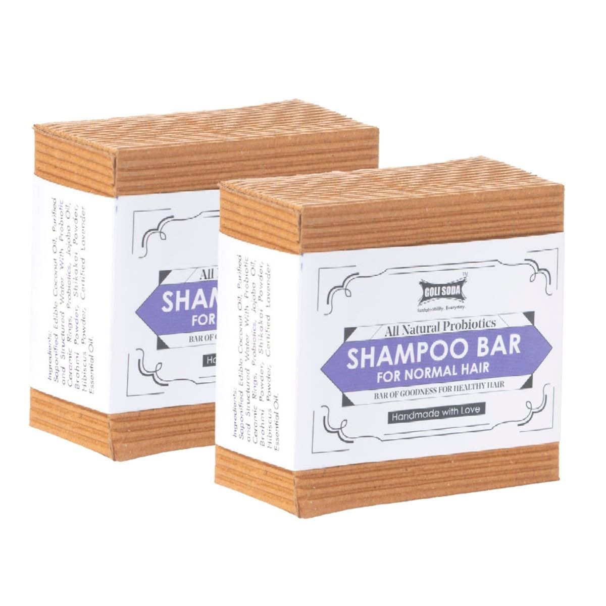 Goli Soda All Natural Probiotics Shampoo Bar for Normal Hair, 90gm - Pack Of 2