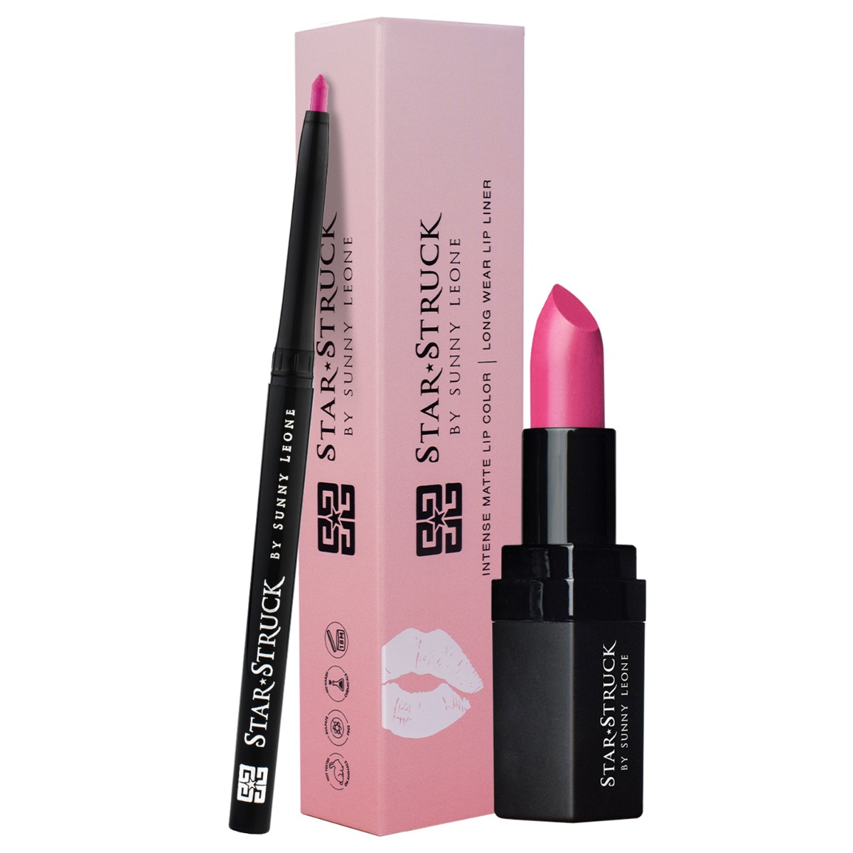 Star Struck by Sunny Leone Kiss Me Pink Lip Kit - Lipstick, 4.45 gm + Lip Liner, 0.25gm Combo