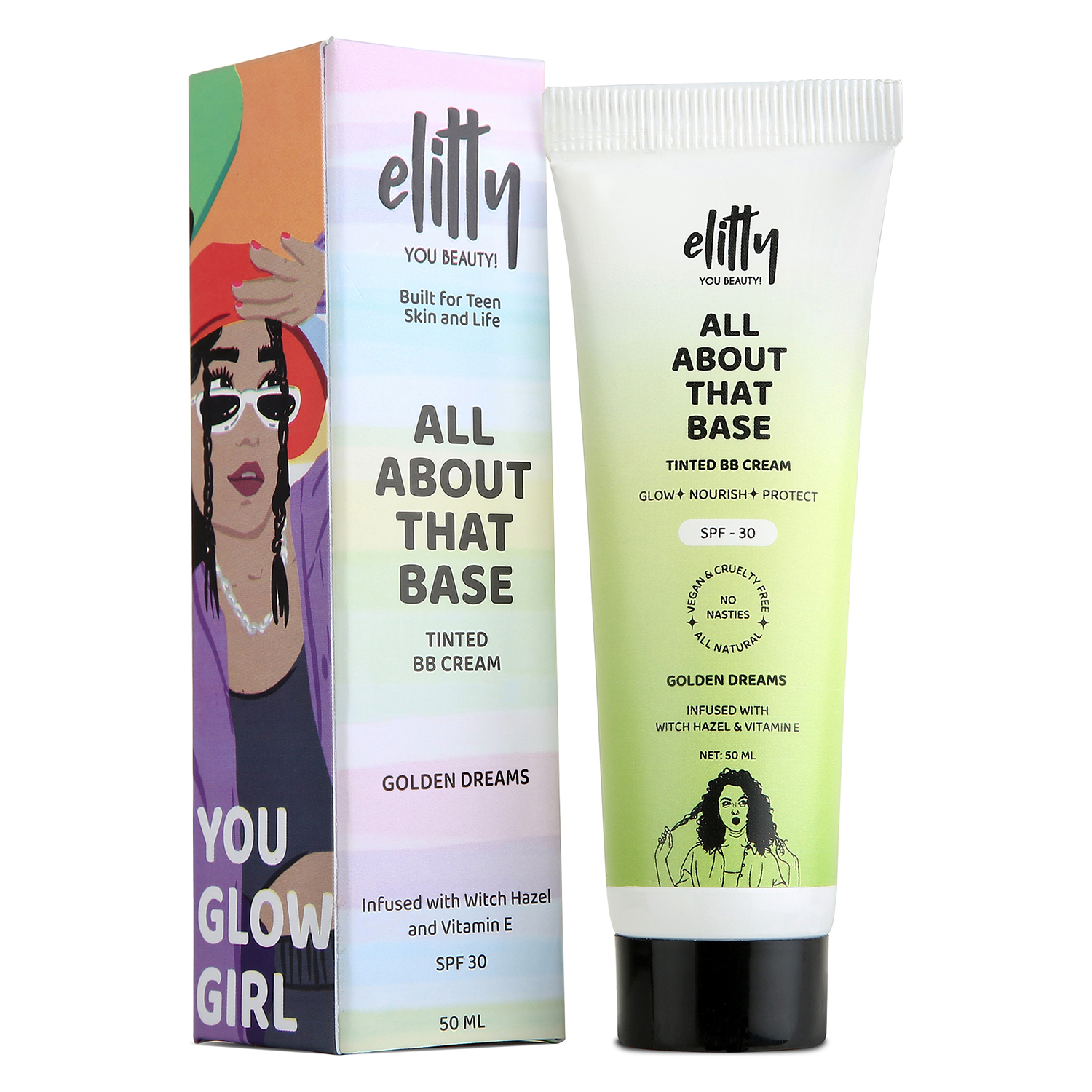 Elitty All About That Base Tinted BB Cream With SPF 30, 50ml-Golden Dreams (Dark)
