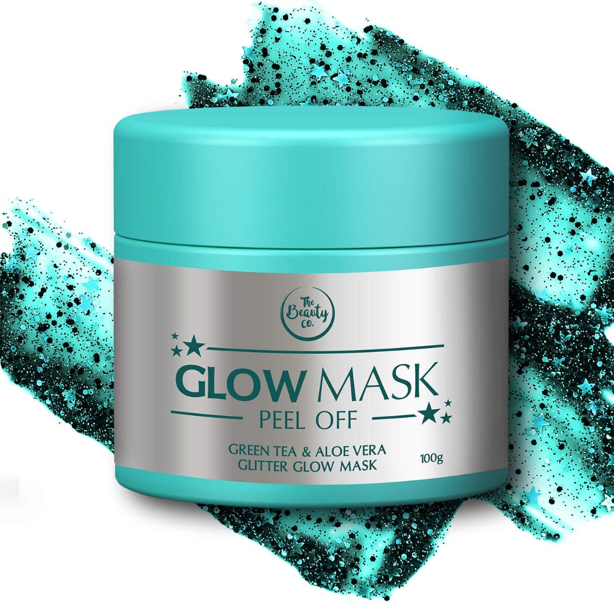The Beauty Co. Green Tea & Aloe Vera Glitter Glow Mask, 100gm