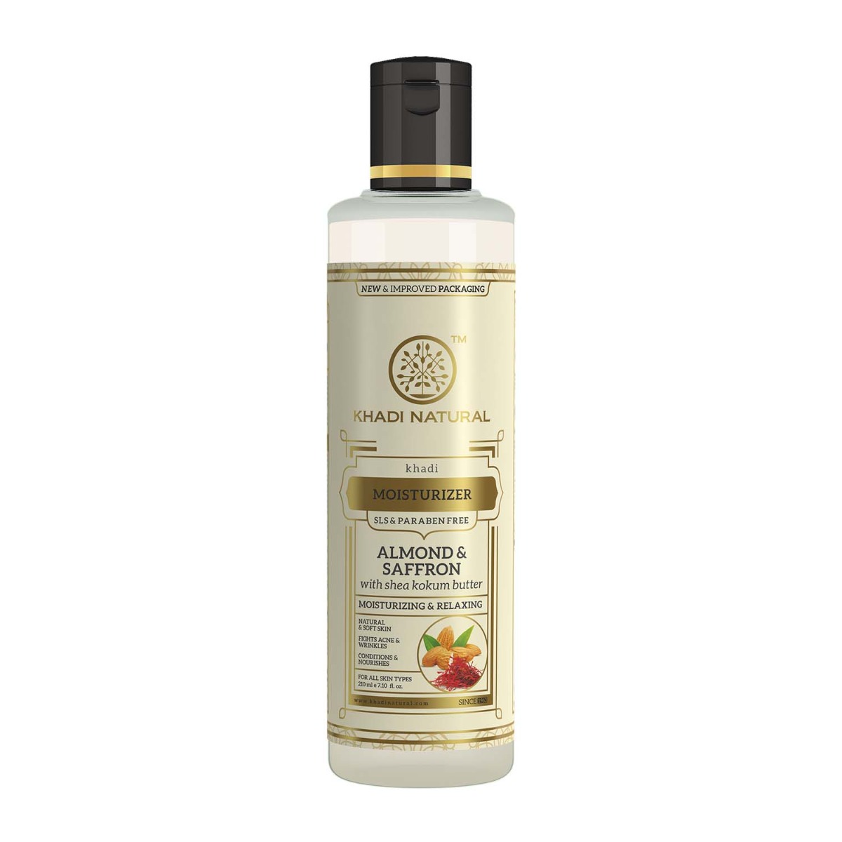 Khadi Natural Almond Saffron Moisturiser Sls & Paraben Free, 210ml