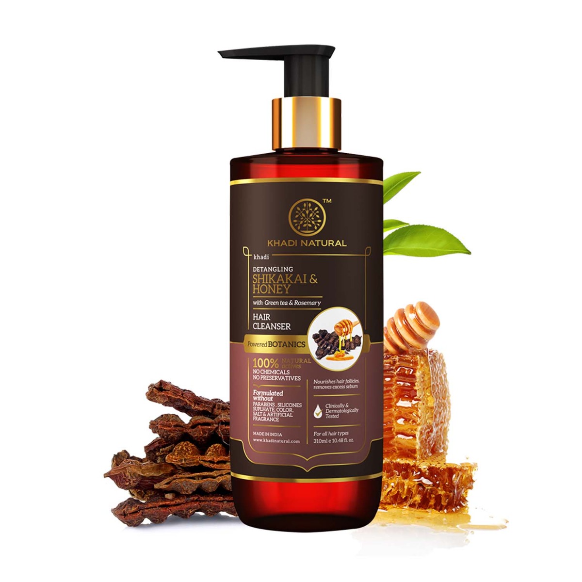 Khadi Natural Shikakai & Honey Hair Cleanser-powered Botanics, 310ml