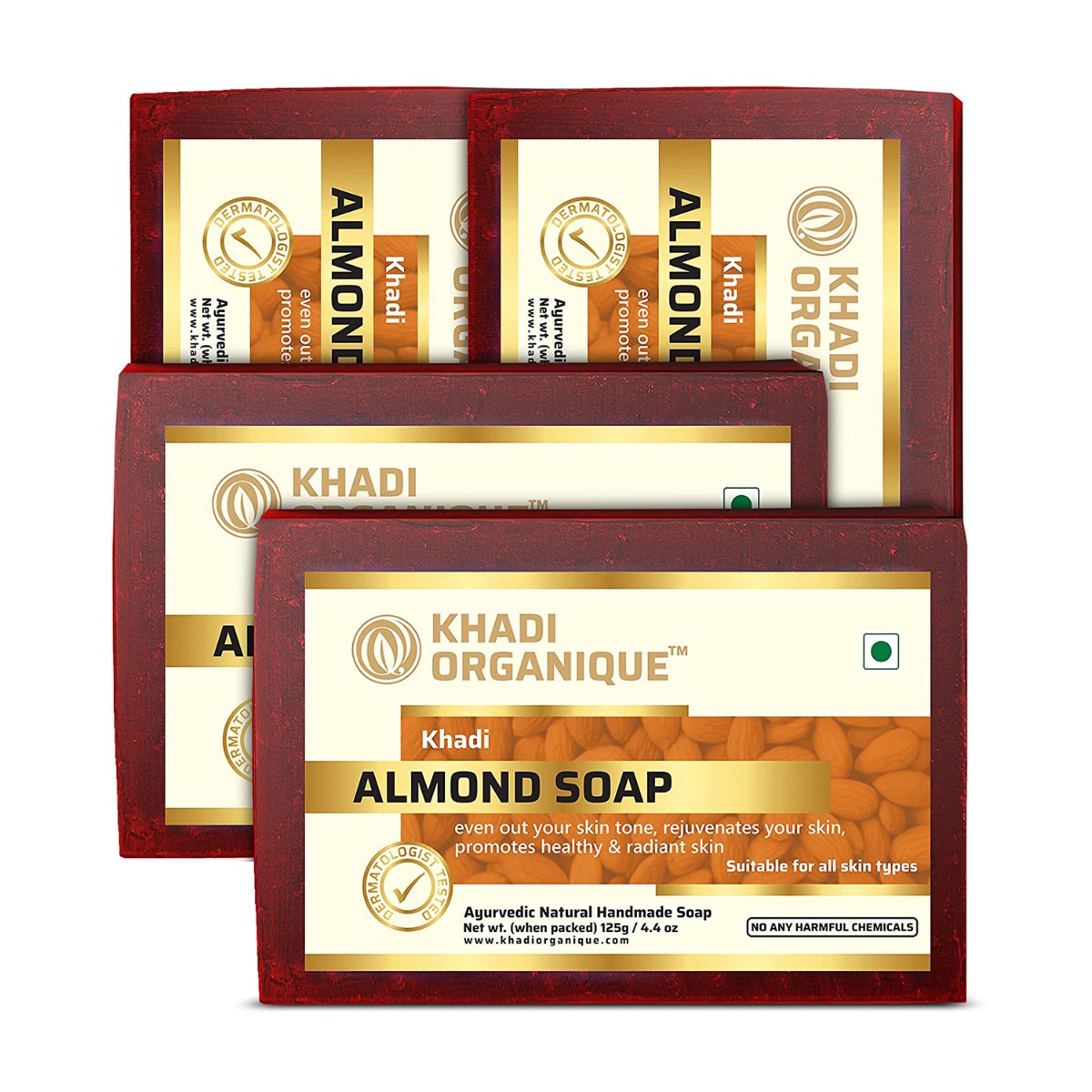 Khadi Organique Almond Soap - Pack Of 4, 500gm