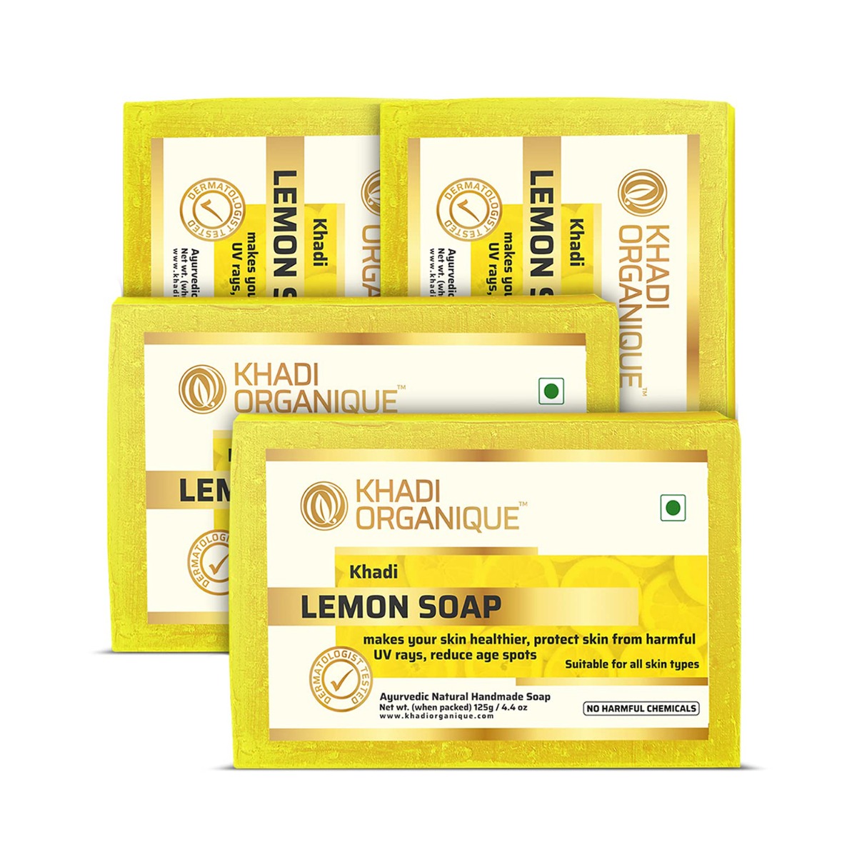 Khadi Organique Lemon Soap - Pack Of 4, 500gm