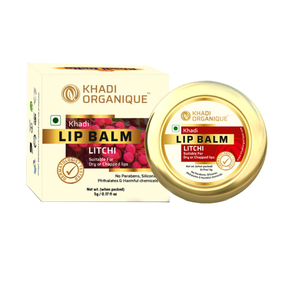 Khadi Organique Litchi Lip Balm, 5gm