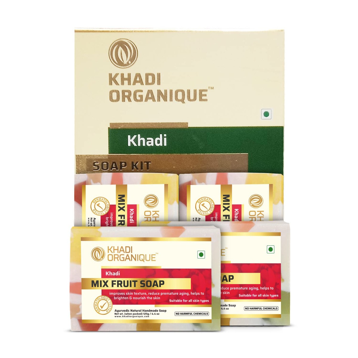 Khadi Organique Mix Fruit Soap - Pack Of 4, 500gm