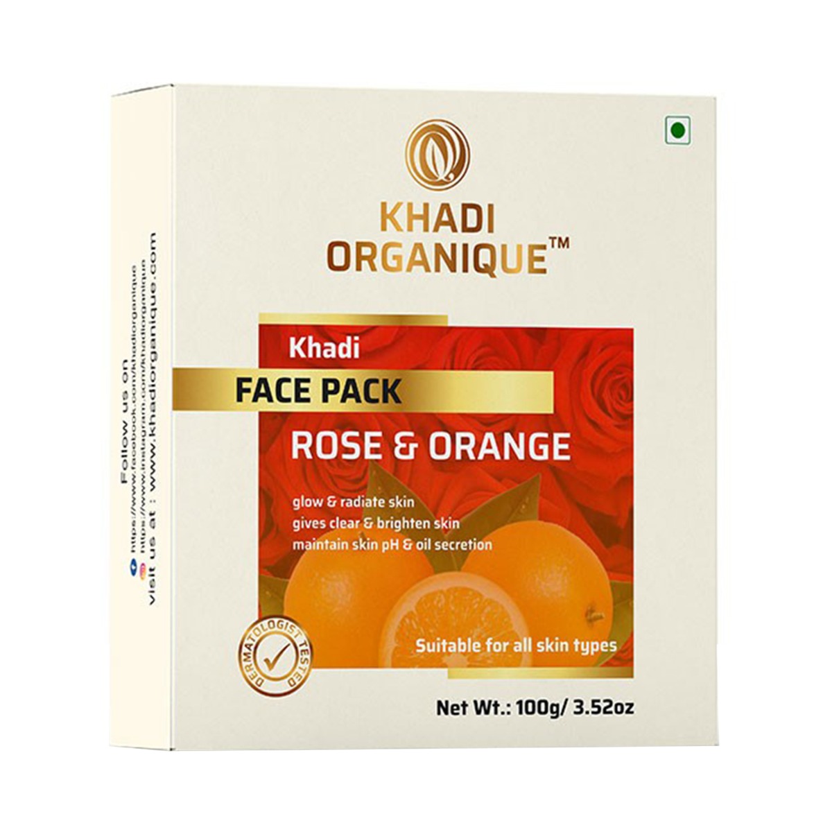 Khadi Organique Rose & Orange Face Pack, 100gm