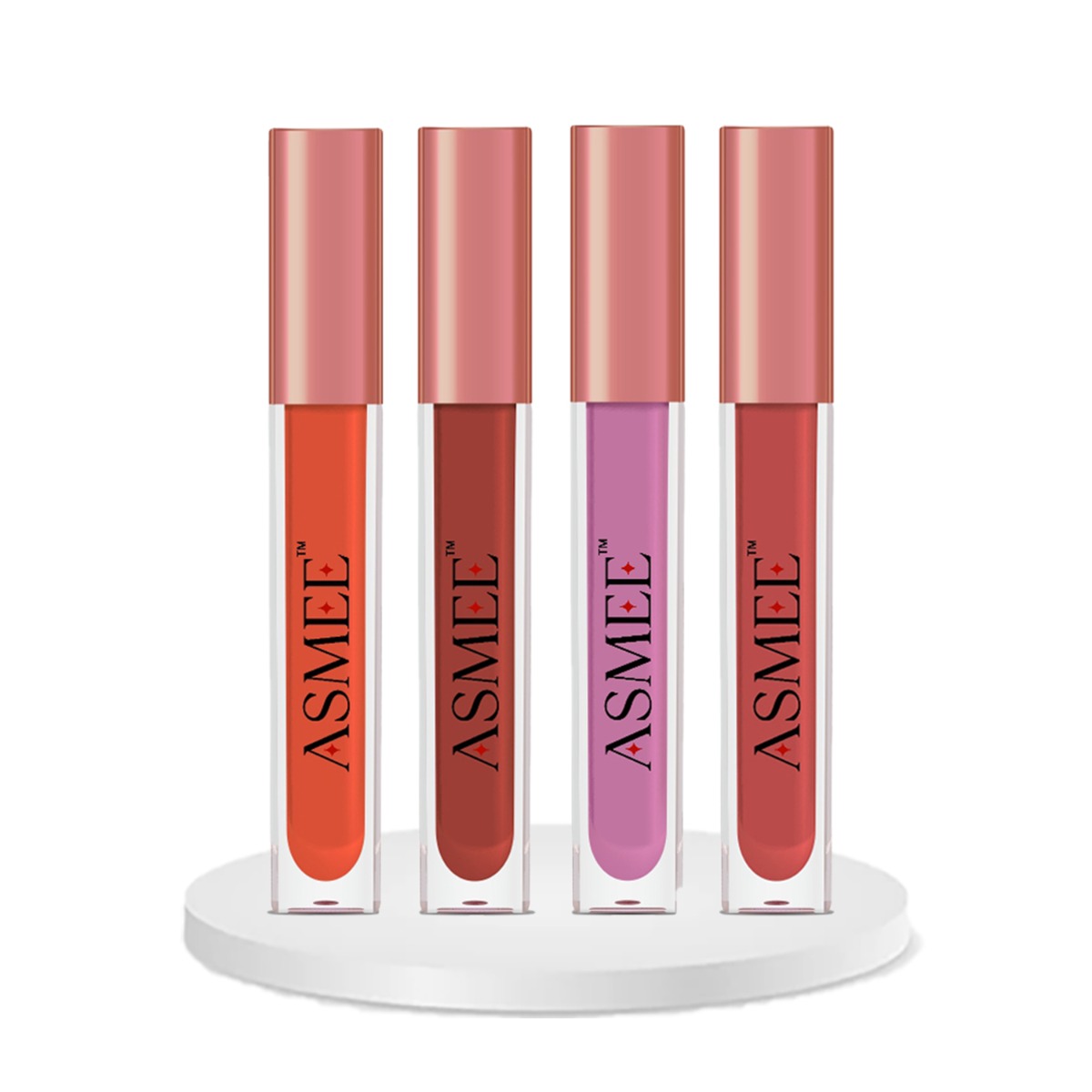 Asmee Combo Liquid Lipstick Orange Lily + Maroon Petunia + Iris Purple + Fire Opal