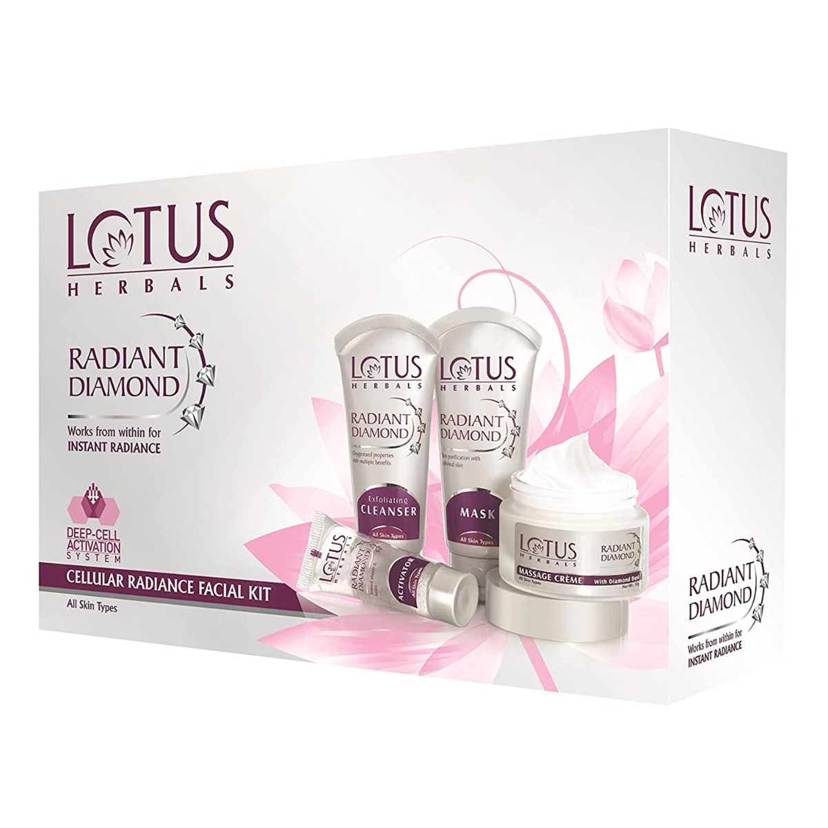 Lotus Herbals Radiant Diamond Cellular Radiance 4 In 1 Facial Kit, 170gm