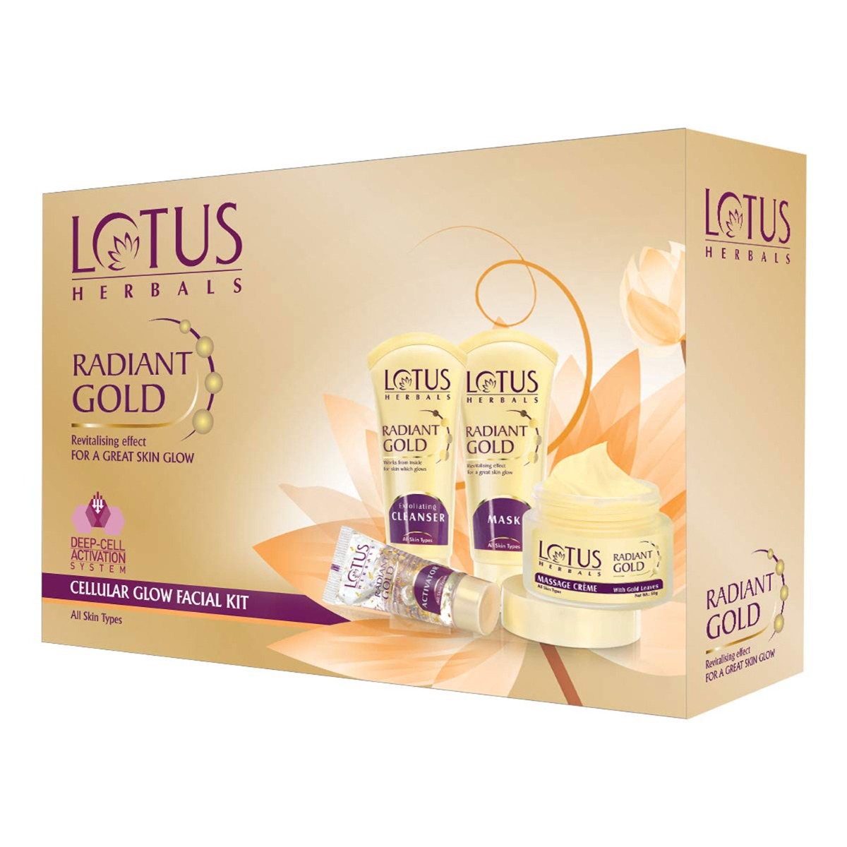 Lotus Herbals Radiant Gold Cellular Glow Facial Kit, 170gm