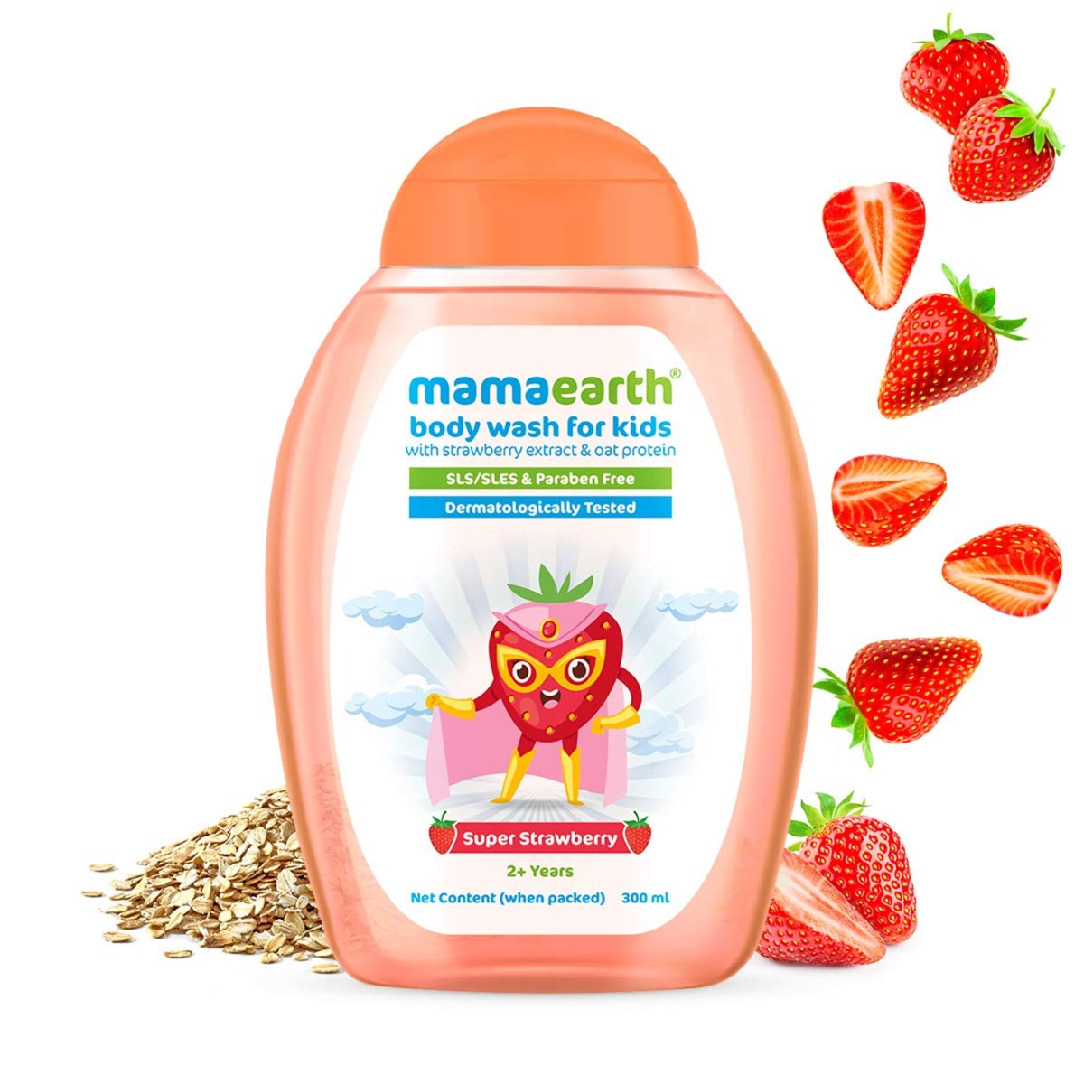 MamaEarth Body Wash for Kids with Strawberry Extract & Oat Protein, 300ml