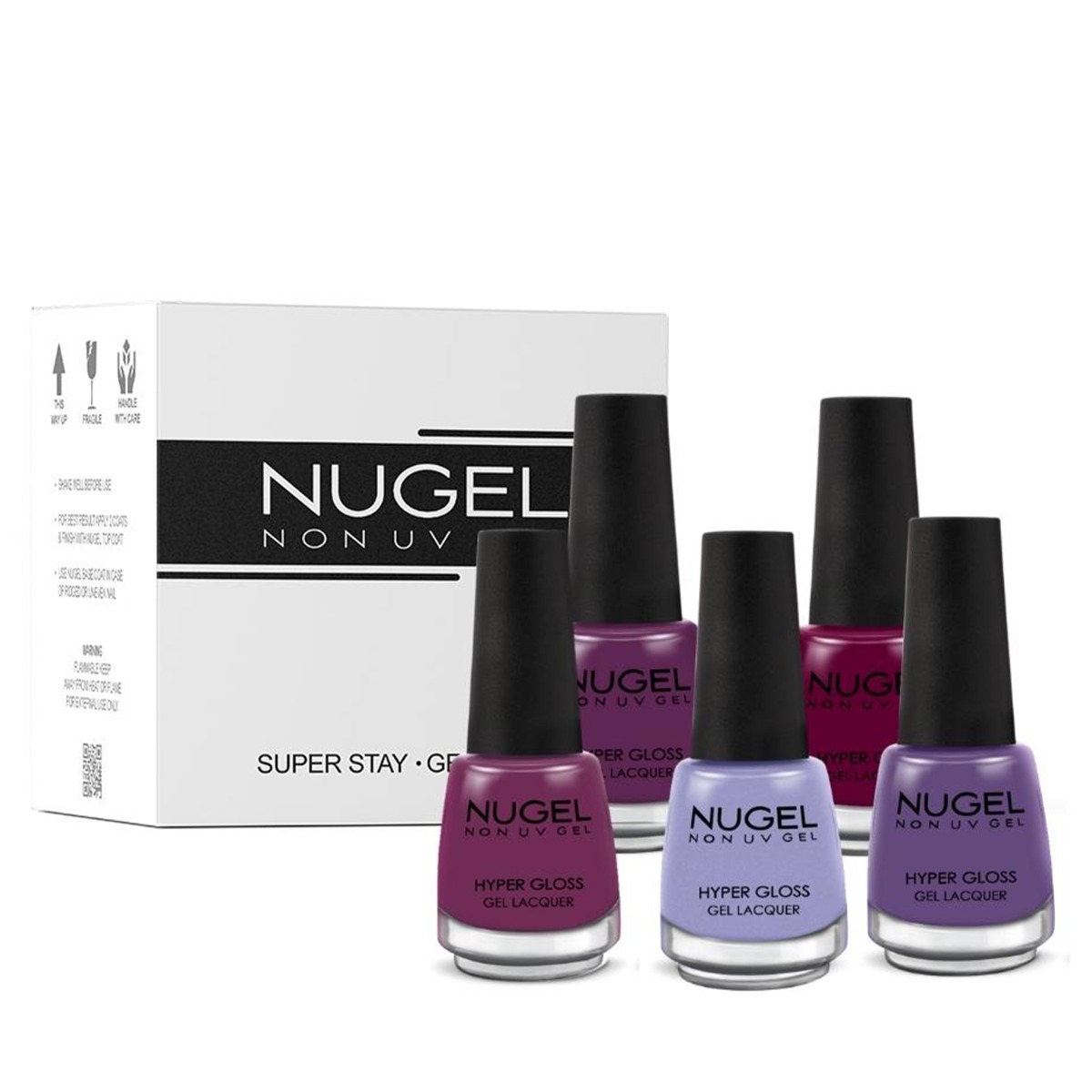 NUGEL 5 In 1 Combo 28 Quick Dry Gel Finish Nail Paint - Duotone, Nail Kit, 65ml