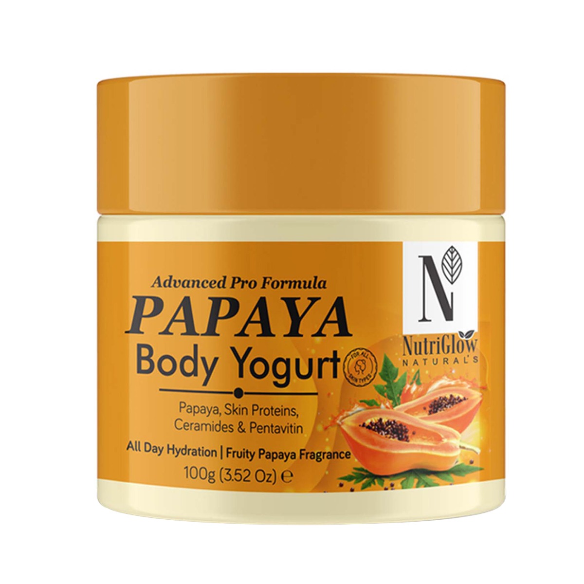 NutriGlow Natural's Advanced Pro Formula Papaya Body Yogurt For Deep Hydration, Smooth Skin, 100gm