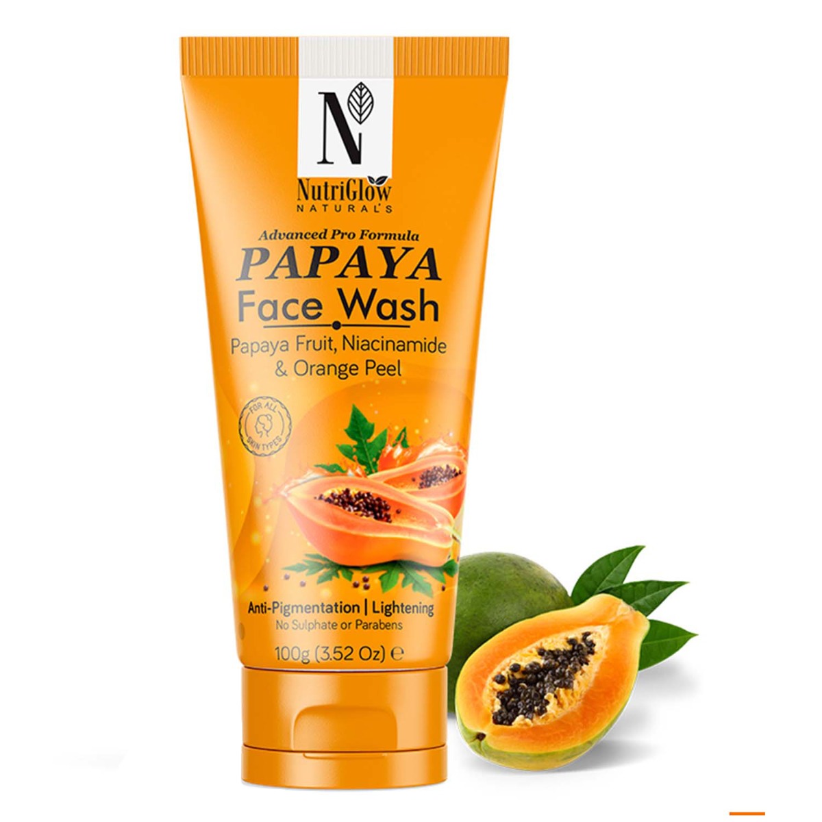 NutriGlow Natural's Advanced Pro Formula Papaya Face Wash For Anti - Pigmentation And Lightening, 100gm
