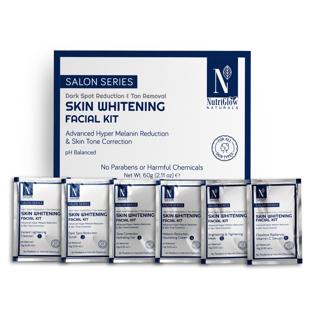 NutriGlow Natural's Salon Series Skin Whitening Facial Kit, 10gm Each